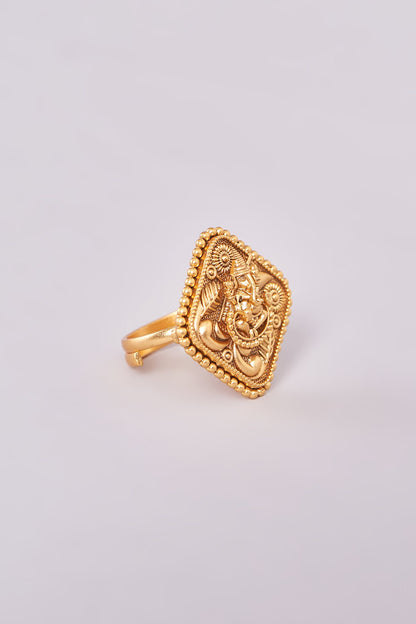Gold Finish Motif Temple Rings