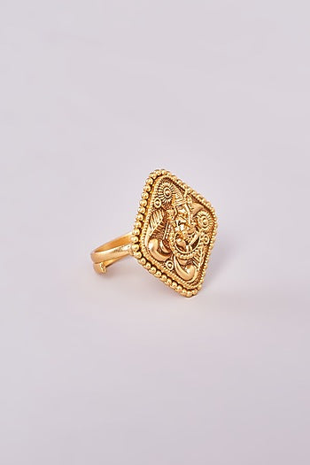 Gold Finish Motif Temple Rings