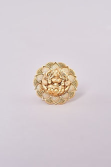 Gold Finish Motif Temple Rings