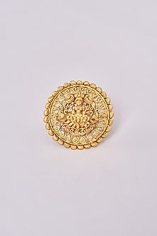 Gold Finish Motif Temple Ring