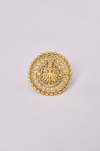 Gold Finish Motif Temple Ring