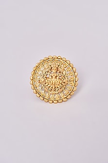 Gold Finish Motif Temple Ring