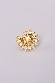 Gold Finish Kundan Polki Ring