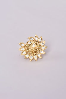 Gold Finish Kundan Polki Ring