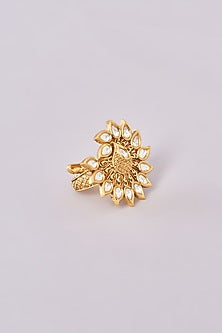 Gold Finish Kundan Polki Ring