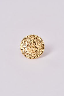 Gold Finish Motif Temple Ring