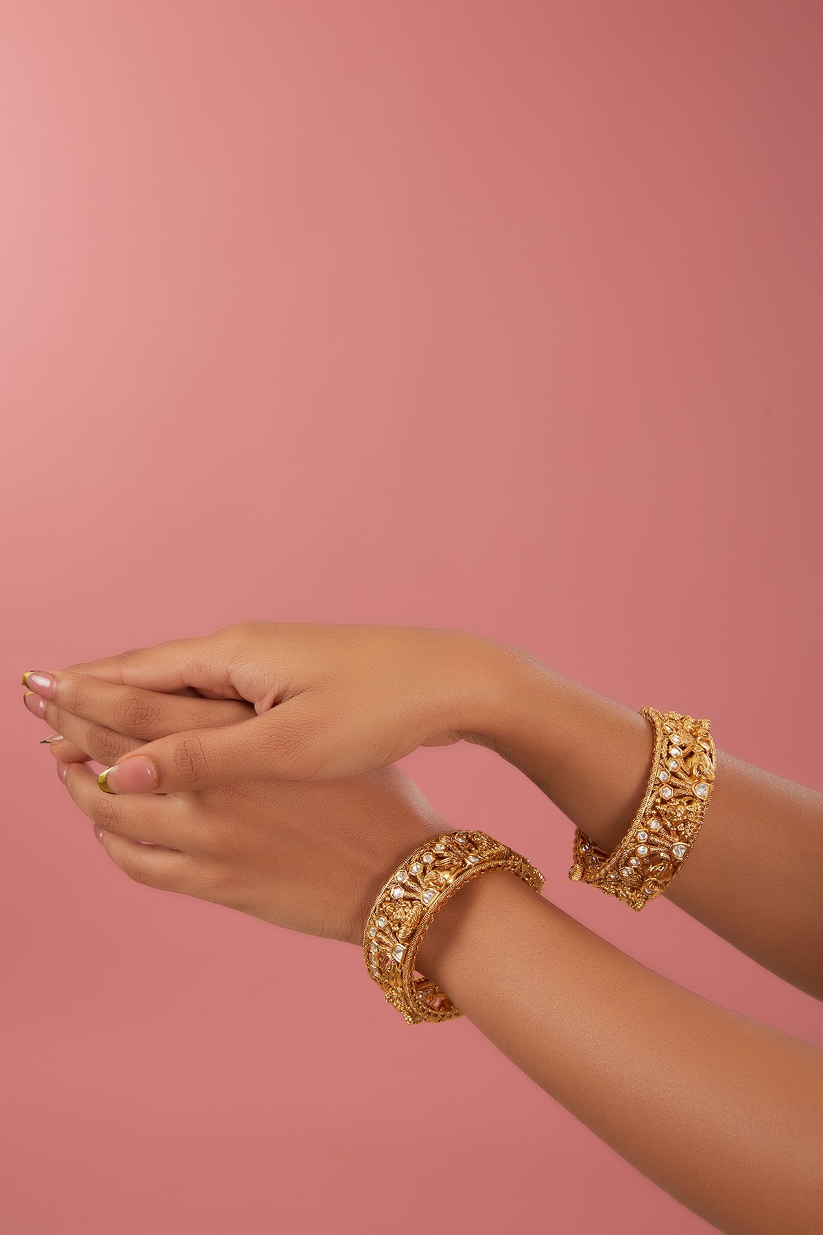 Gold Finish Kundan Polki Bangles