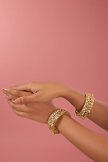 Gold Finish Kundan Polki Bangles