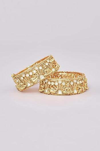 Gold Finish Kundan Polki Bangles