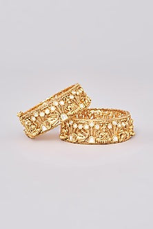 Gold Finish Kundan Polki Bangles