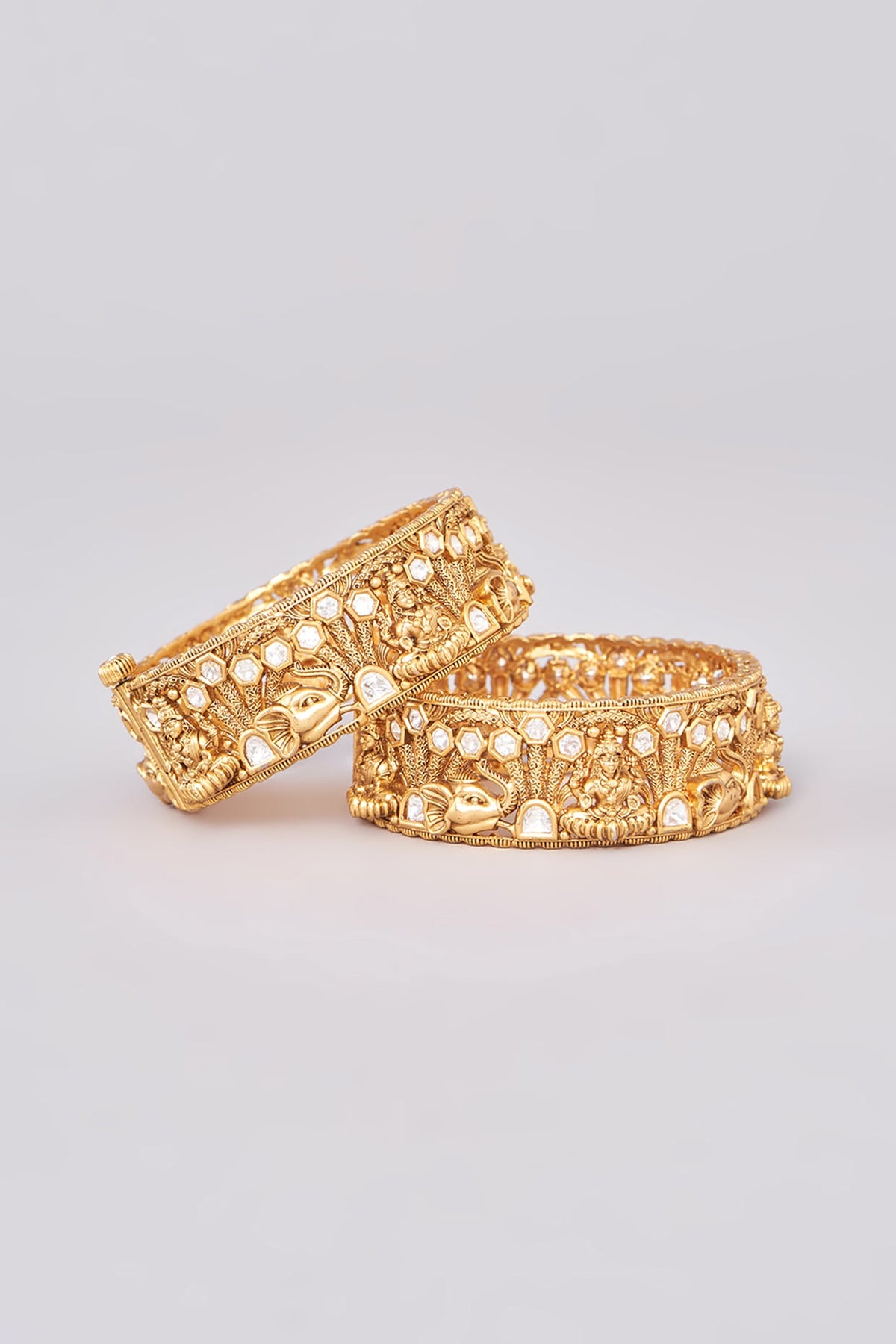 Gold Finish Kundan Polki Bangles