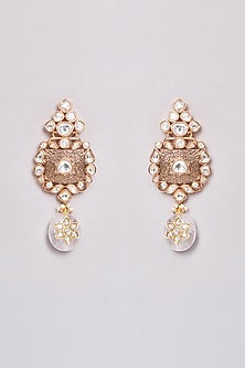Gold Finish Kundan Polki & Pink Synthetic Stone Choker Necklace Set
