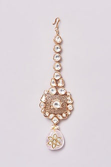 Gold Finish Kundan Polki & Pink Synthetic Stone Choker Necklace Set