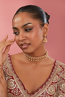 Gold Finish Temple Choker Necklace Set