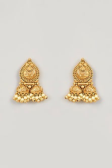 Gold Finish Floral & Paisley Motif Temple Necklace Set