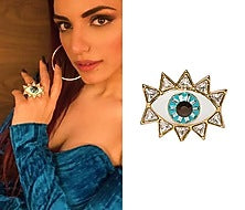 Glod Plated Evil Eye Ring with Swarovski Crystals