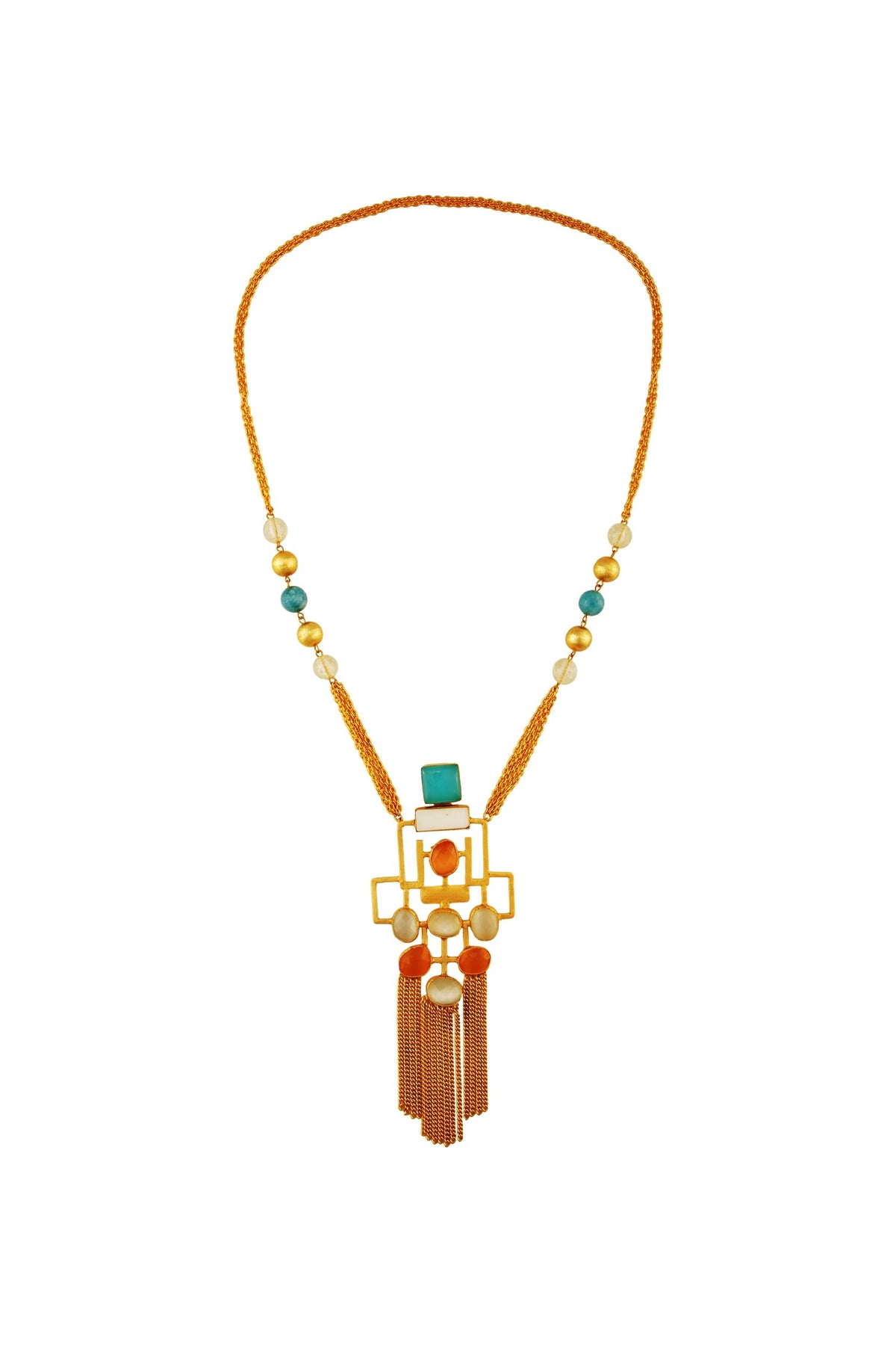 Multicolored gold plated necklace 