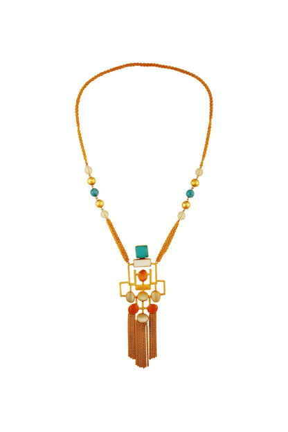 Multicolored gold plated necklace 