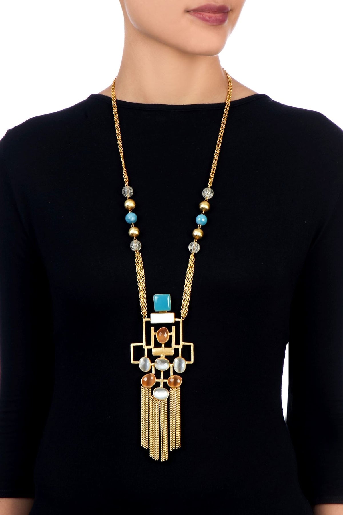 Multicolored gold plated necklace 