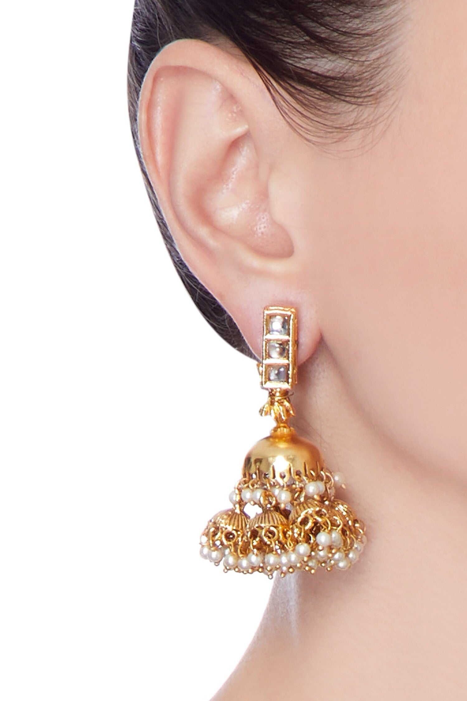 Gold pearl finished earrings 