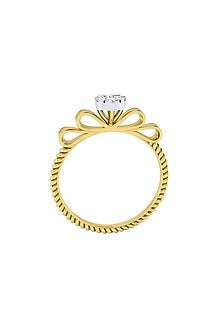 Two-Tone Finish Round-Shaped Diamond Floral Bow Ring