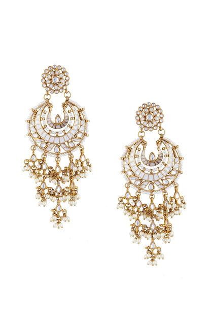 Gold & white alloy meena latkan chaandbali earring 