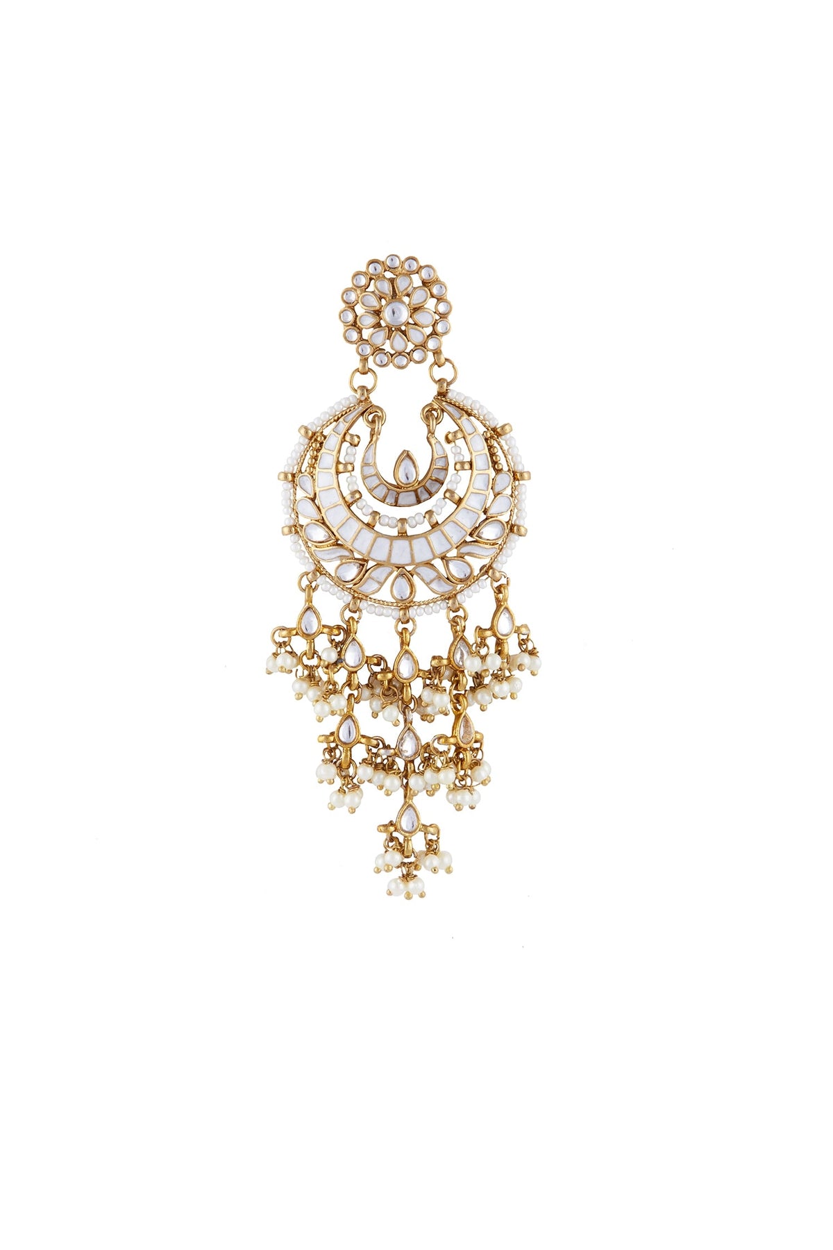 Gold & white alloy meena latkan chaandbali earring 
