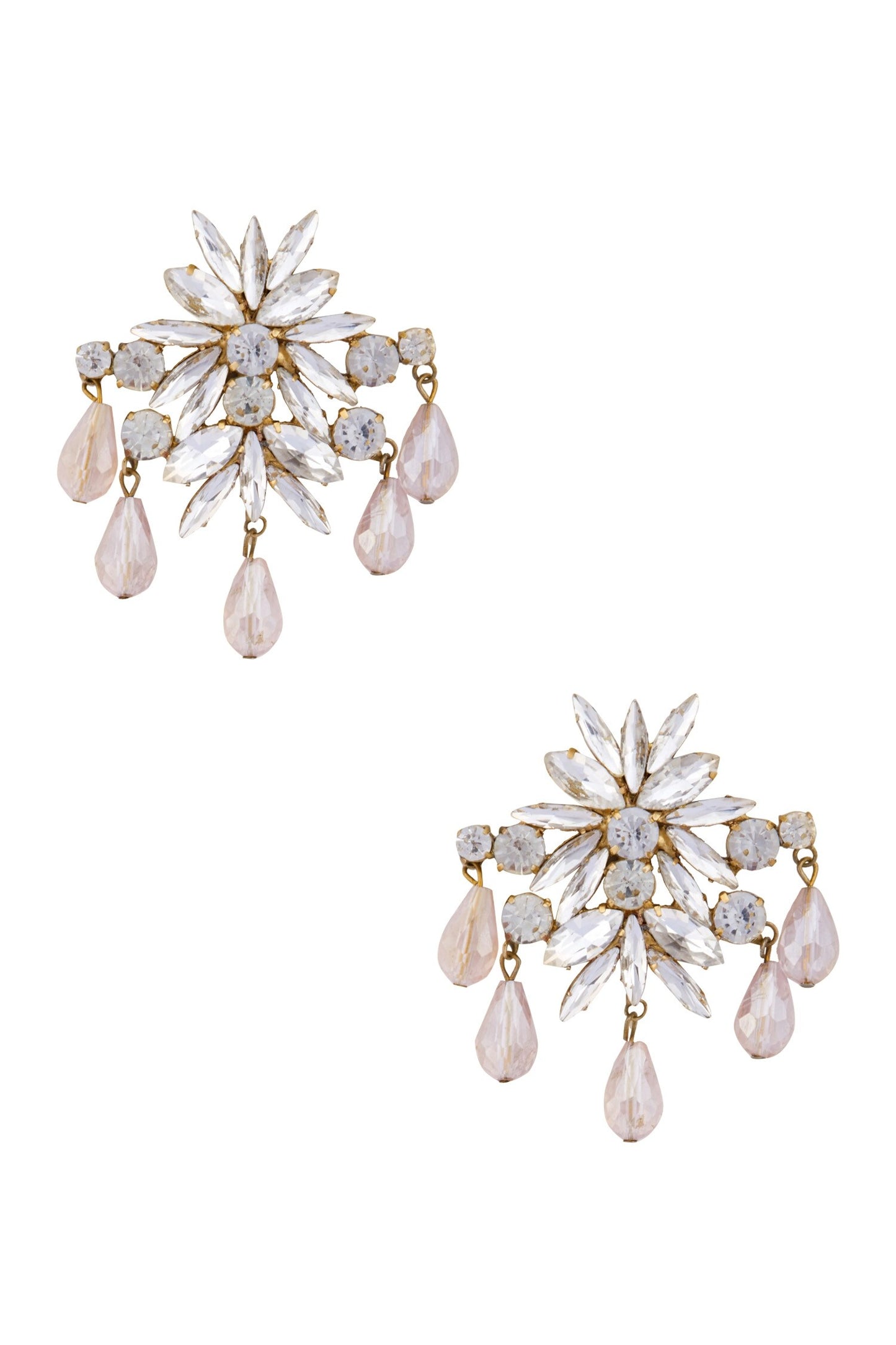 Gold plated earrings with dangling swarovski crystals 