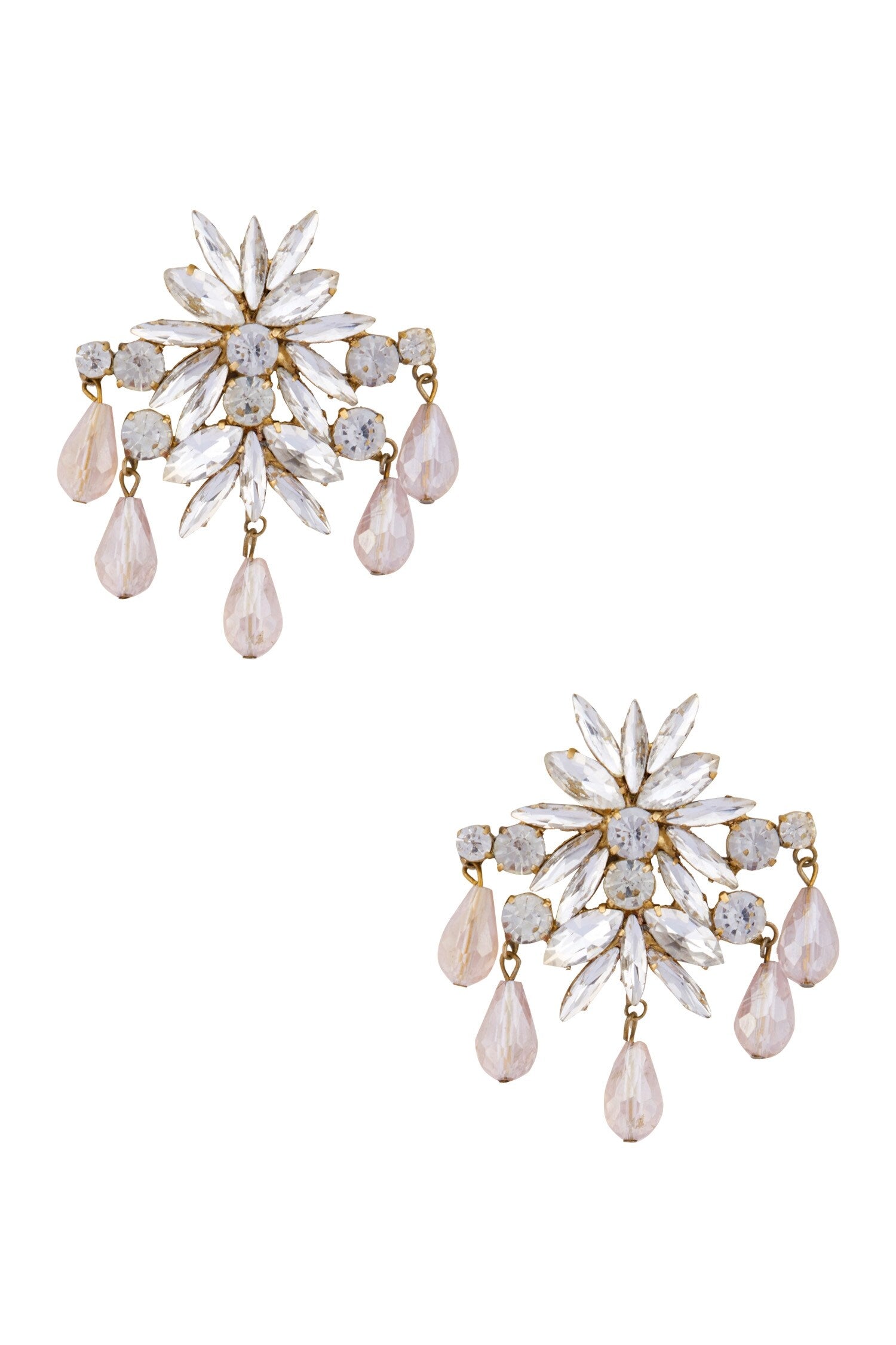 Gold plated earrings with dangling swarovski crystals 