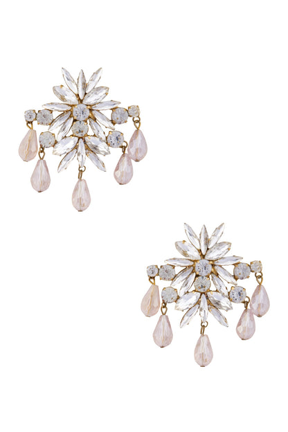 Gold plated earrings with dangling swarovski crystals 