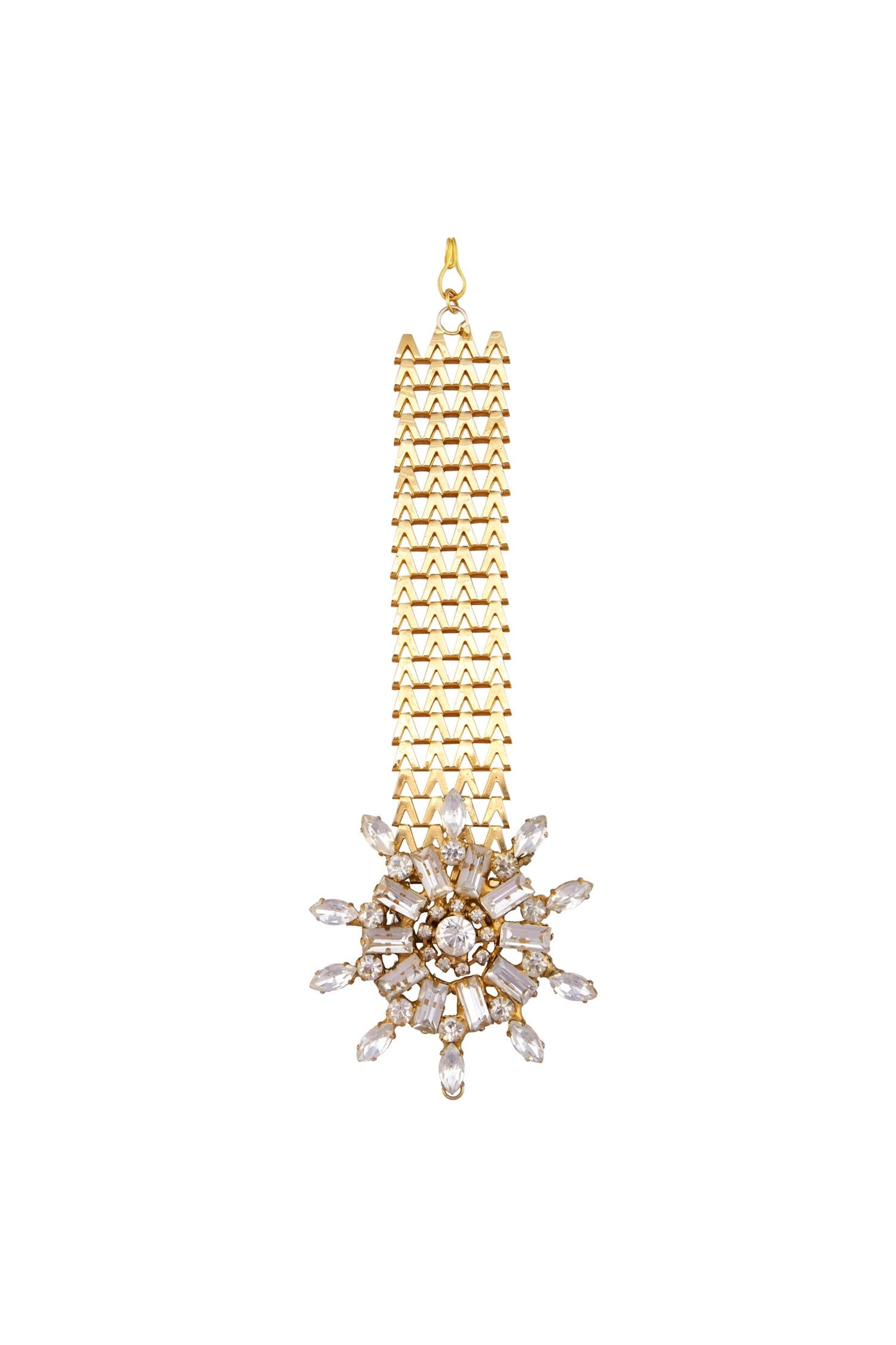 Gold plated swarovski crystal maangtikka 
