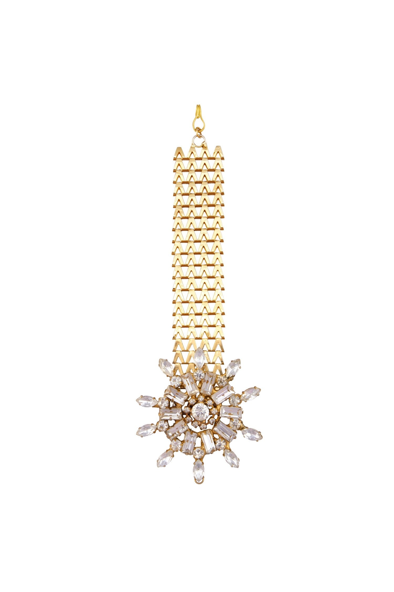 Gold plated swarovski crystal maangtikka 