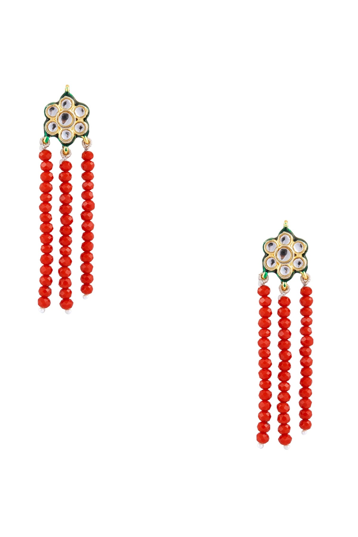 Faceted bead & kundan necklace with earrings 
