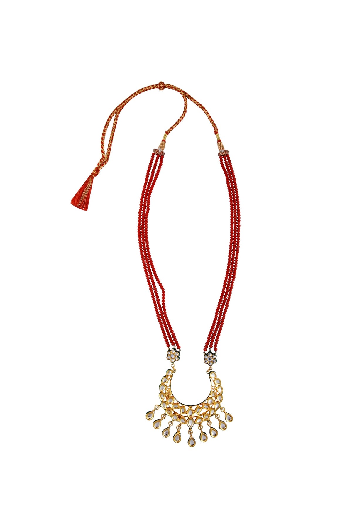 Faceted bead & kundan necklace with earrings 