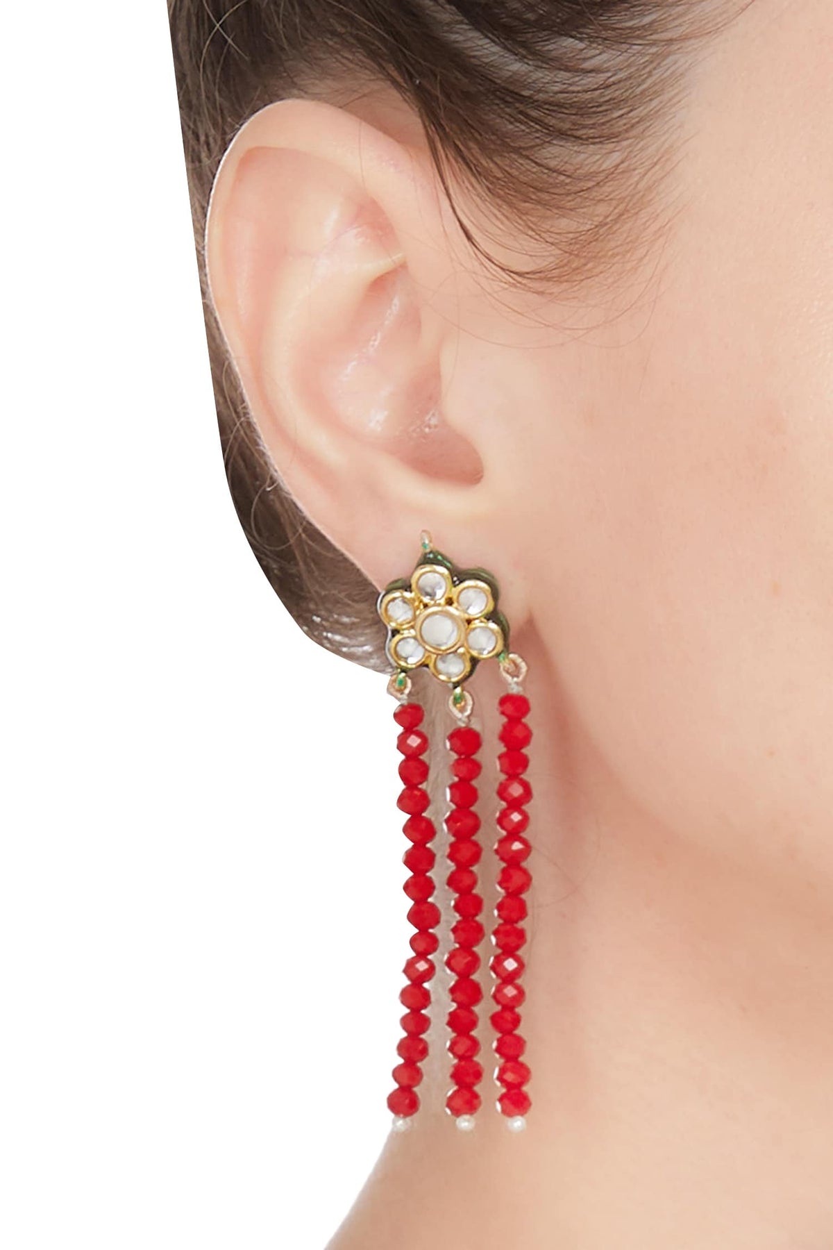 Faceted bead & kundan necklace with earrings 