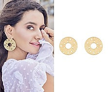 Gold Plated Textured Round Earrings