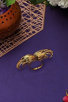 Gold Finish Pearl Rose Bud Ring