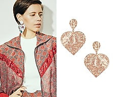 Rose gold plated textured long earrings