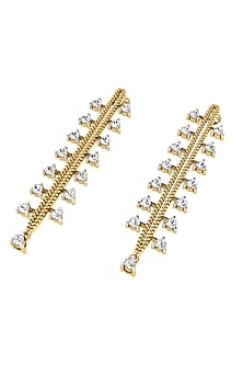 Two-Tone Finish Round-Shaped Diamond Dangler Earrings