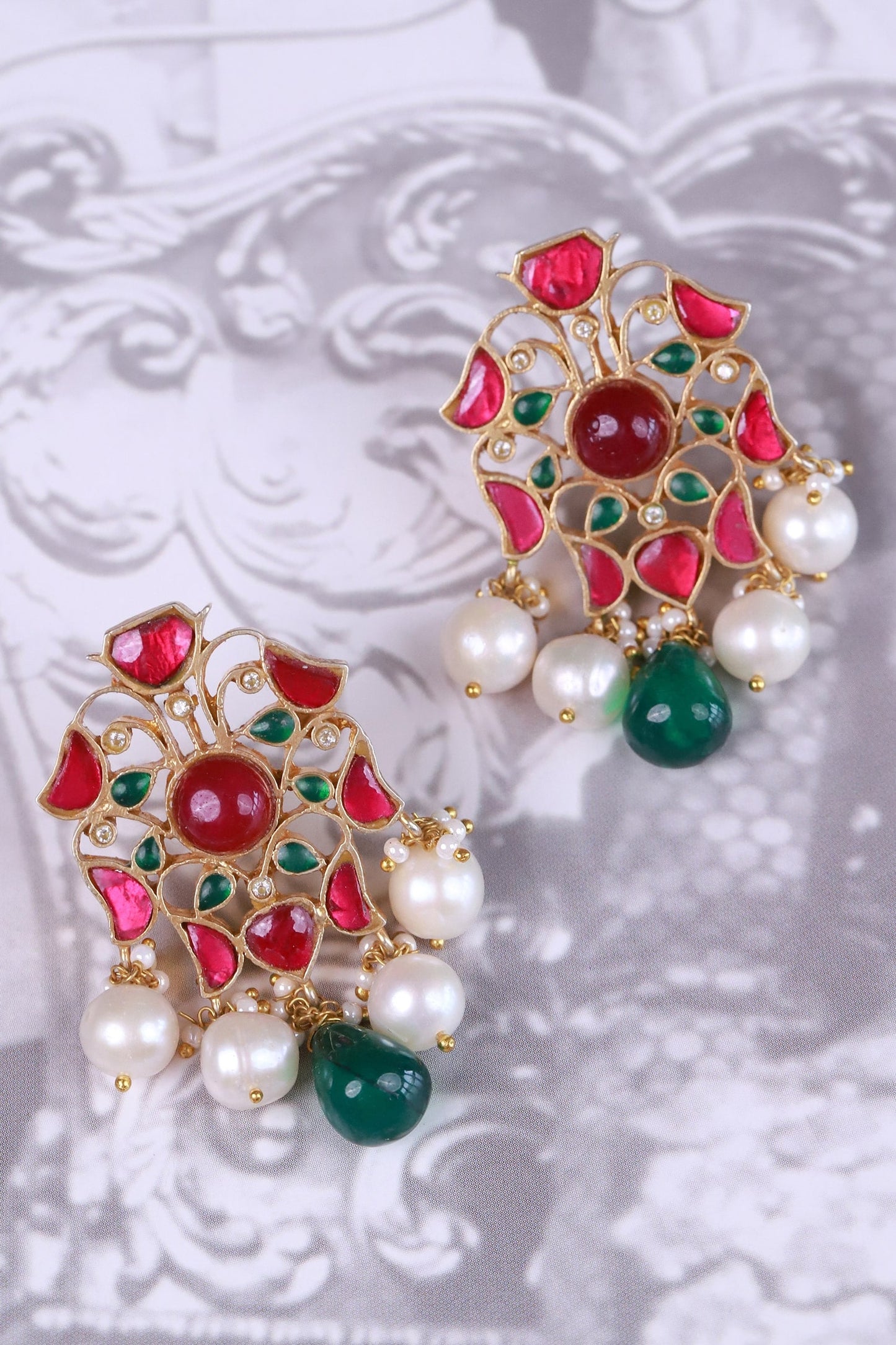 Stone Embellished Dangler Earrings 