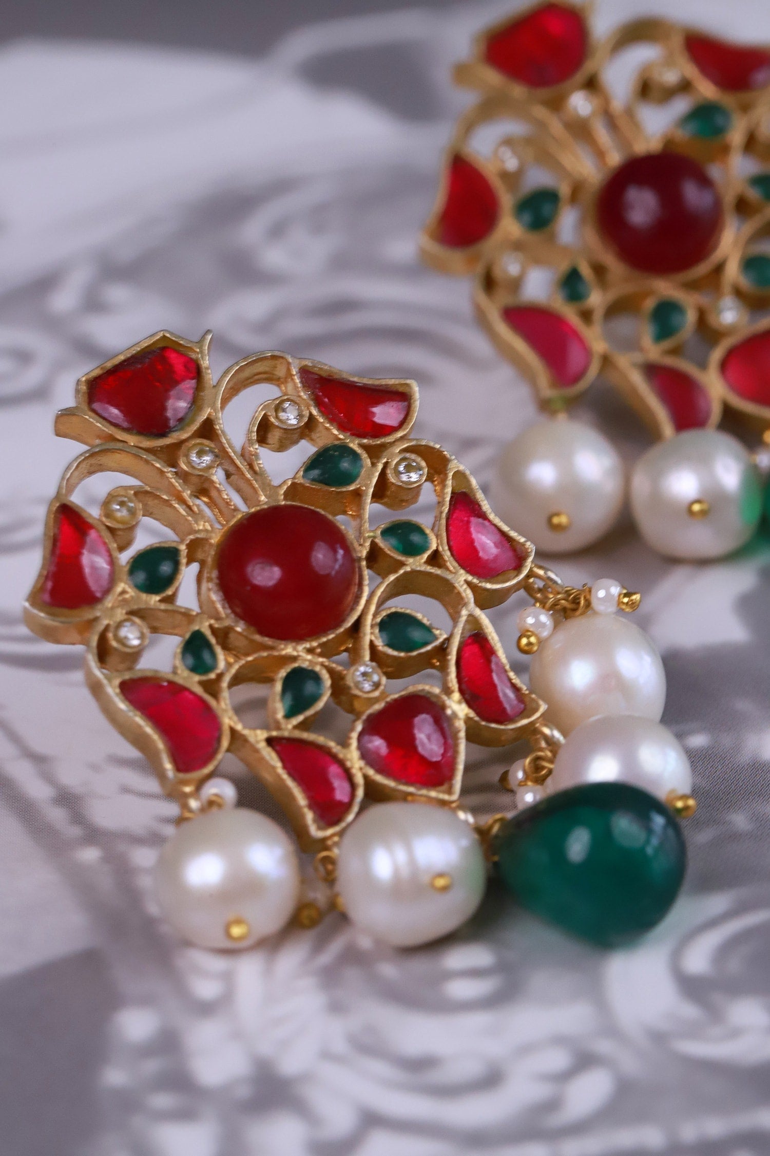 Stone Embellished Dangler Earrings 