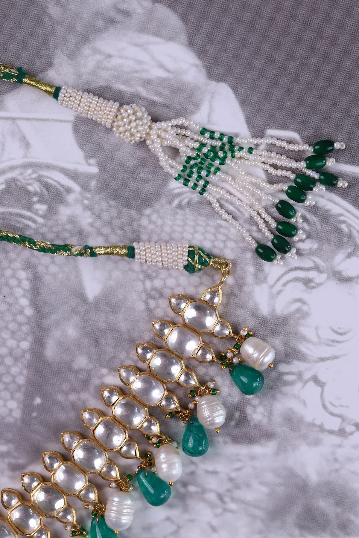 Gold Polki Pearl & Green Onyx Choker 