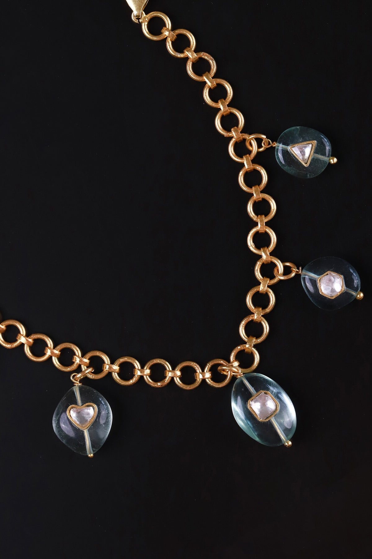 Gold Polki & Fluorite Stone Bracelet 