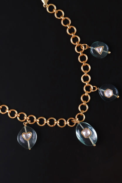 Gold Polki & Fluorite Stone Bracelet 