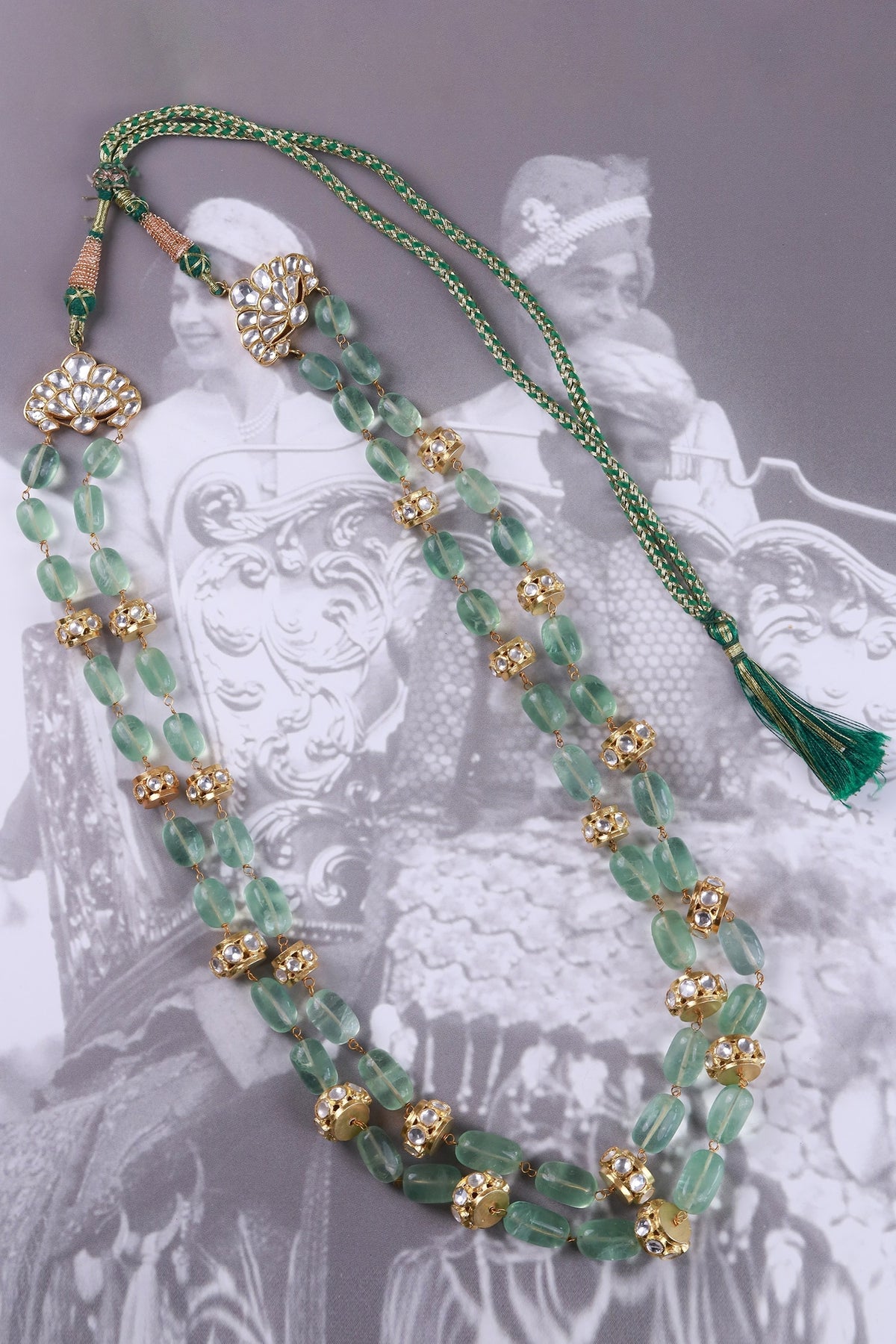 Gold Polki & Fluorite Long Necklace 