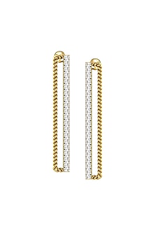Two-Tone Finish Round-Shaped Diamond Twisted Dangler Earrings