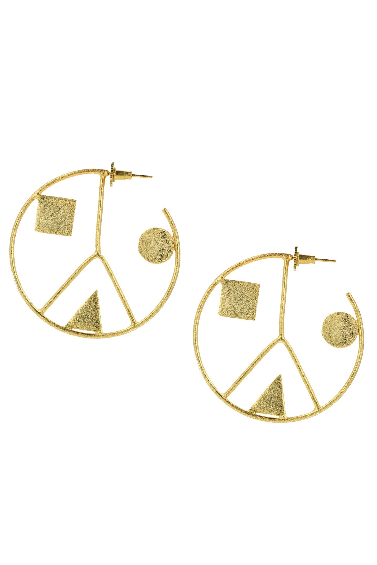 Geometric Cut Work Hoop Earrings 