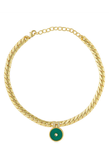 Onyx Link Pendant Necklace 