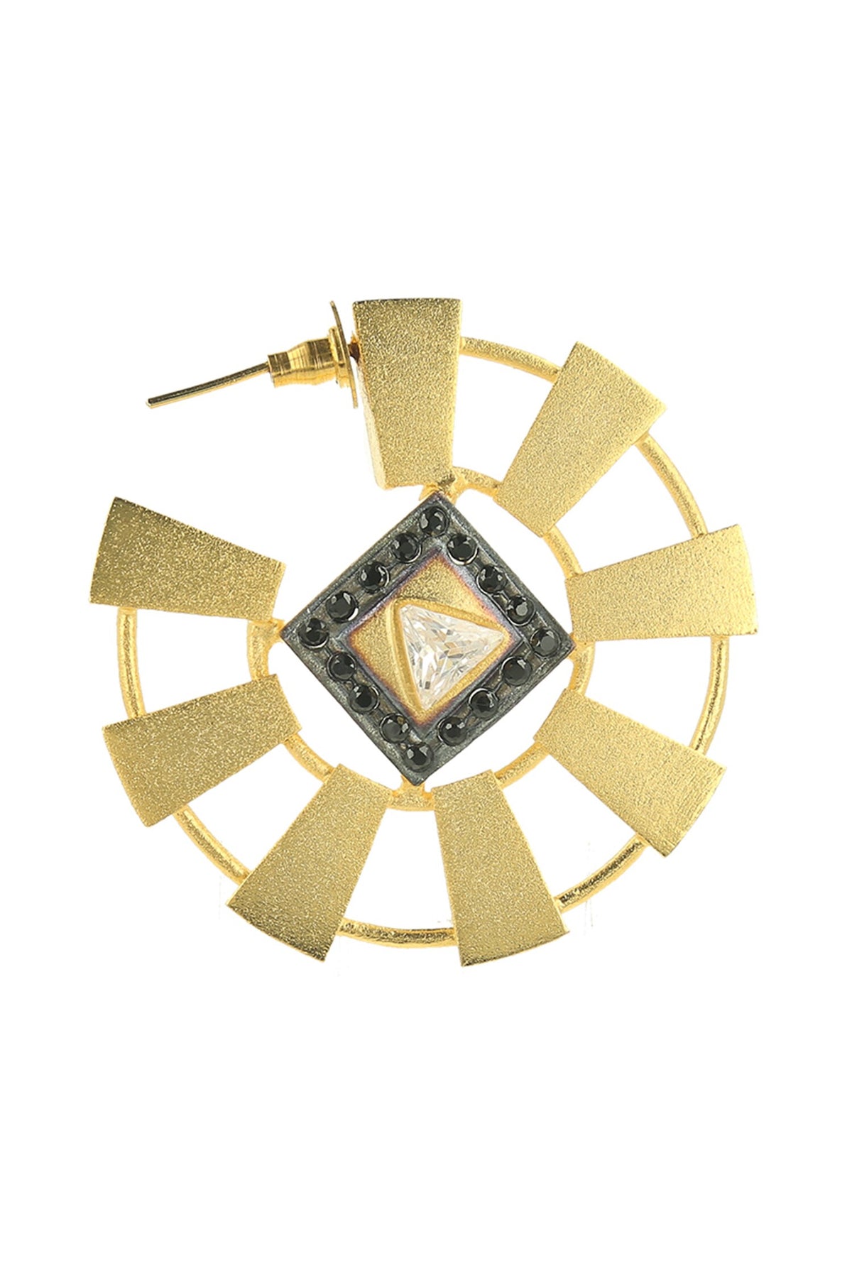 Pentagon Embellished Hoop Earrings 