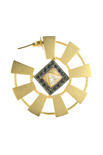 Pentagon Embellished Hoop Earrings 